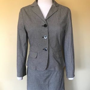 GAP Black & White Houndstooth Jacket / Blazer & Ruffle Peplum Pleated Skirt Set
